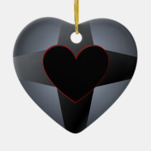 Adorno De Cerámica Cruz negra del corazón