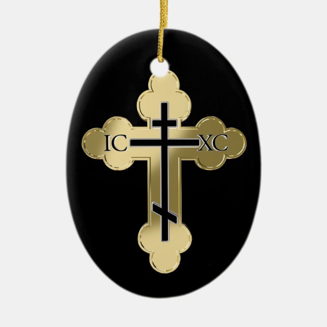 Adorno De Cerámica Cruz ortodoxa cristiana (Frente)