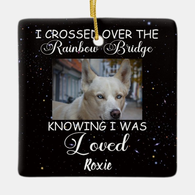 Adorno De Cerámica Cruzé el Puente Arcoiris, perro conmemorativo (Anverso)