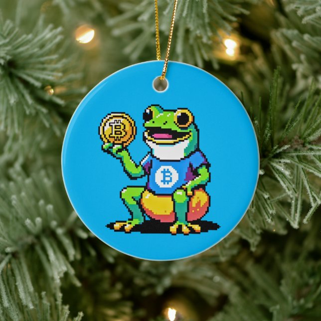Adorno De Cerámica Crypto Frog - Divertida moneda digital de arte de  (Árbol)