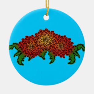 Adorno De Cerámica Crysanthemums Motif