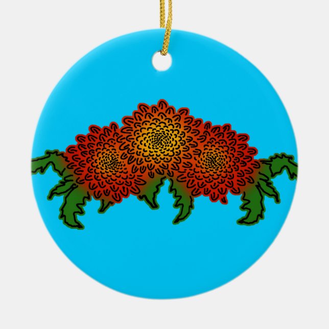 Adorno De Cerámica Crysanthemums Motif (Frente)