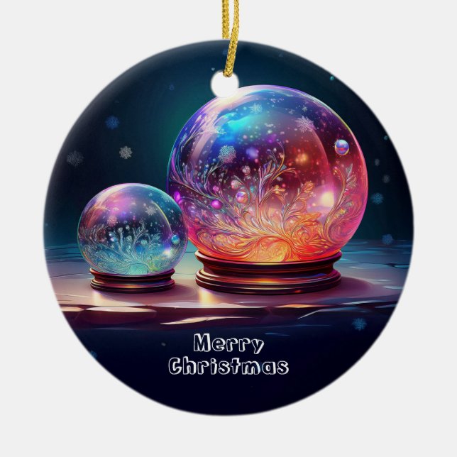 Adorno De Cerámica Crystal Snowballs Christmas Holiday Ornament (Frente)