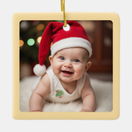 Adorno De Cerámica Cuadrado de Navidad personalizable para el primer