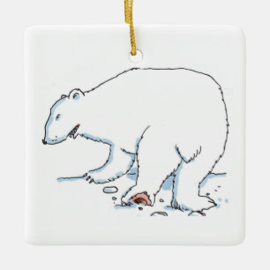 adorno de cerámica cuadrado de oso polar