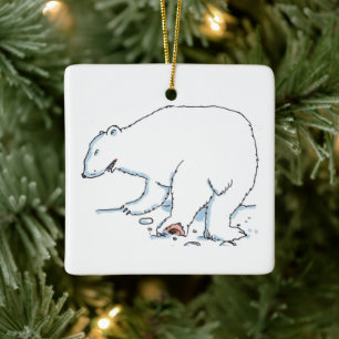 adorno de cerámica cuadrado de oso polar