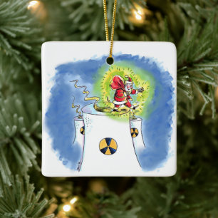 Adorno de cerámica cuadrado de Santa Claus nuclear