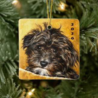 Adorno de cerámica cuadrado de Schnoodle