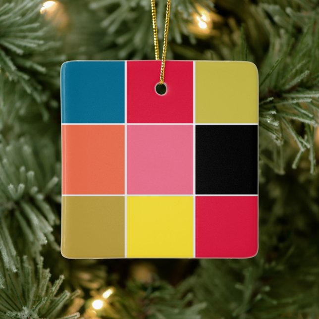 Adorno De Cerámica Cuadrados de cascada de arco iris (Árbol)