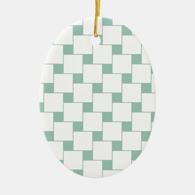 Adorno De Cerámica Cuadrados trenzados divertidos Mint Green (Frente)