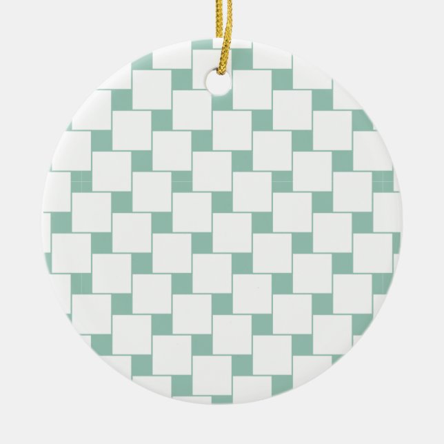 Adorno De Cerámica Cuadrados trenzados divertidos Mint Green (Frente)