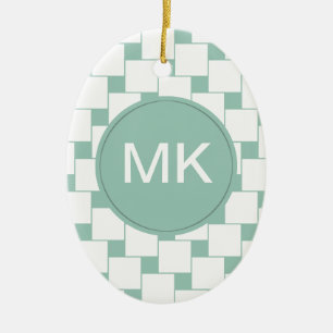 Adorno De Cerámica Cuadrados trenzados divertidos Mint Green