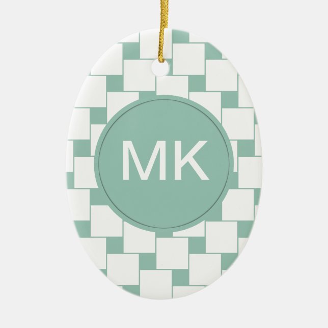 Adorno De Cerámica Cuadrados trenzados divertidos Mint Green (Frente)