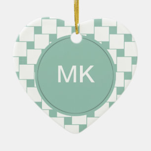 Adorno De Cerámica Cuadrados trenzados divertidos Mint Green