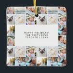 Adorno De Cerámica Cuadrícula de Collage de fotos simple mínima perso<br><div class="desc">Personalizado Mínimo Sencillo Collage de fotos Rejilla Familia Navidades Ornamento cerámico</div>