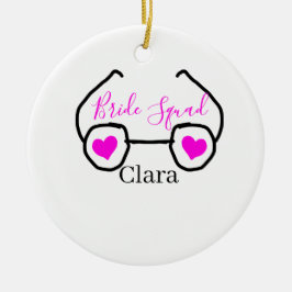 Adorno De Cerámica Cuadrilla de novia gafas de corazón rosa negro de 