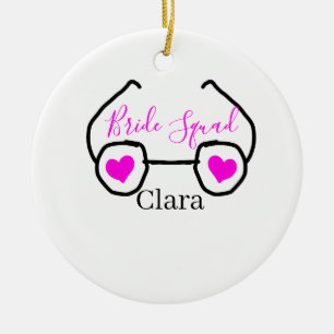 Adorno De Cerámica Cuadrilla de novia gafas de corazón rosa negro de 