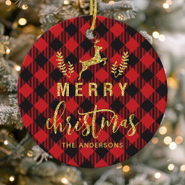 Adorno De Cerámica Cuadro de Búfalo Feliz Navidad Monograma