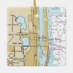 Adorno De Cerámica Cuadro Náutico de Palm Beach Florida<br><div class="desc">Palm Beach y West Palm Beach Ornamento navideño de Florida hecho con carta náutica NOAA.</div>