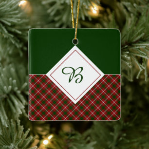 Adorno De Cerámica Cuadro rojo y verde con monograma