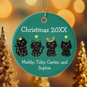 Adorno De Cerámica Cuadros 4 Navidades de gato alumbran nombres perso