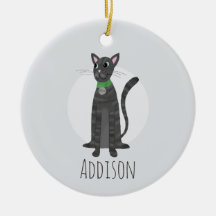 Cuadros Gris Tabby Cat Paw Imprime Feliz Navidad