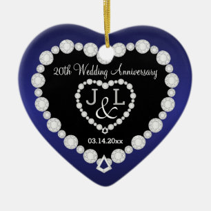 Adorno De Cerámica Cualquier aniversario Boda   Azul zafiro   DIY Tex