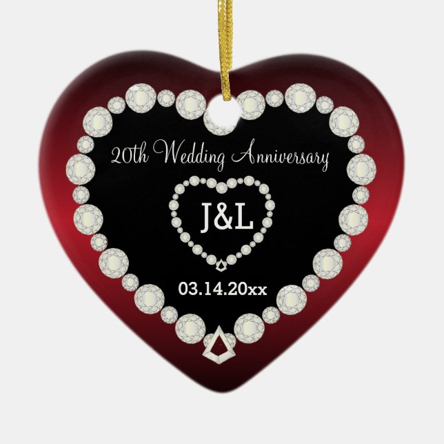 Adorno De Cerámica Cualquier aniversario Boda | Red Garnet | DIY Text (Frente)