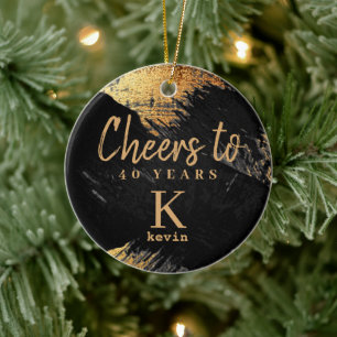 Adorno De Cerámica Cualquier año de edad monograma elegante