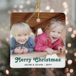 Adorno De Cerámica Cualquier texto 2 foto tipografía retro verde simp