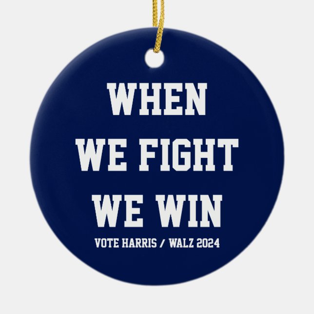 Adorno De Cerámica Cuando Peleamos Ganamos Harris Walz (Frente)
