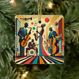 Adorno De Cerámica Cuarteto de la Edad del Jazz de mediados de siglo