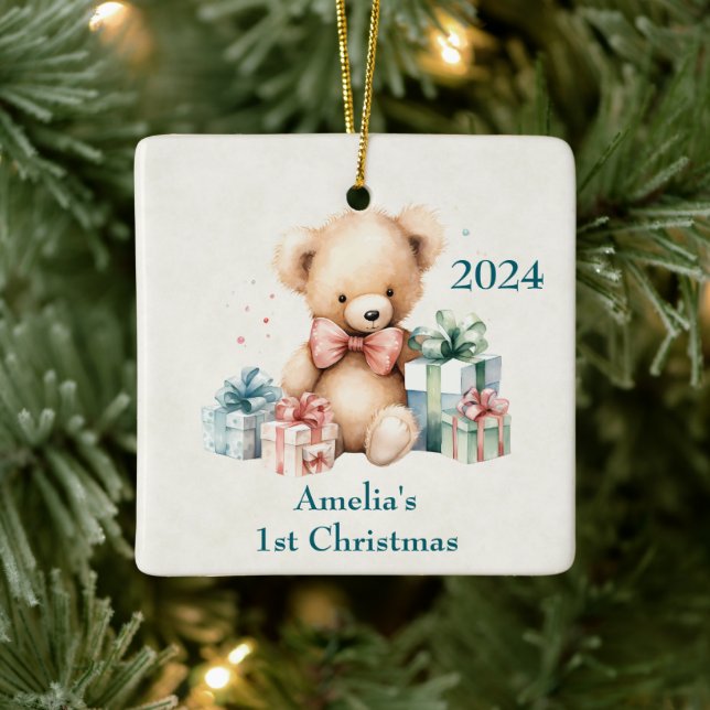 Adorno De Cerámica Cuato Teddy Bear Primera Navidad (Árbol)