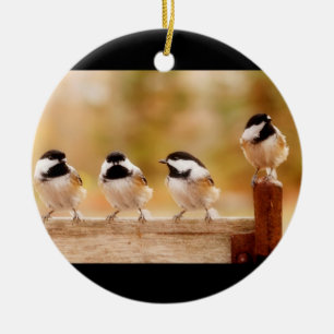 Adorno De Cerámica Cuatro Chickadees lindos
