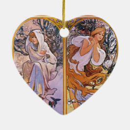 Adorno De Cerámica Cuatro Estaciones por Alfons Mucha Art Deco Nouvea