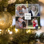Adorno De Cerámica Cuatro Navidades de Collage de fotos de Instagram<br><div class="desc">Entregar el regalo de fotos familiares con este personalizado cuatro imágenes de collage de fotos de Instagram conmemorativas de Navidad. Añade fácilmente tus propias fotos a este ornamento y agrega tu propio texto a este diseño de plantilla. Se incluye una línea de texto y una fecha en negro para que...</div>