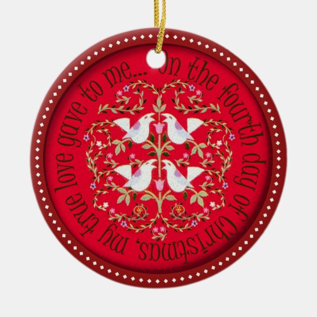 Adorno De Cerámica Cuatro pájaros de llamada (Frente)