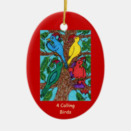 Adorno De Cerámica Cuatro pájaros de llamada