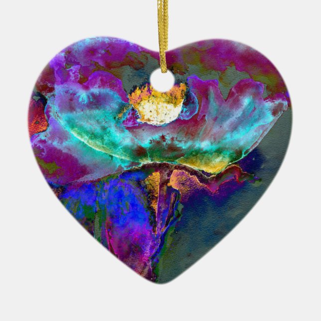 Adorno De Cerámica Cubierta acuática Midnight Purple Poppy (Frente)