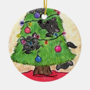 Adorno De Cerámica Cubierta de patas-gatos en árbol de Navidad
