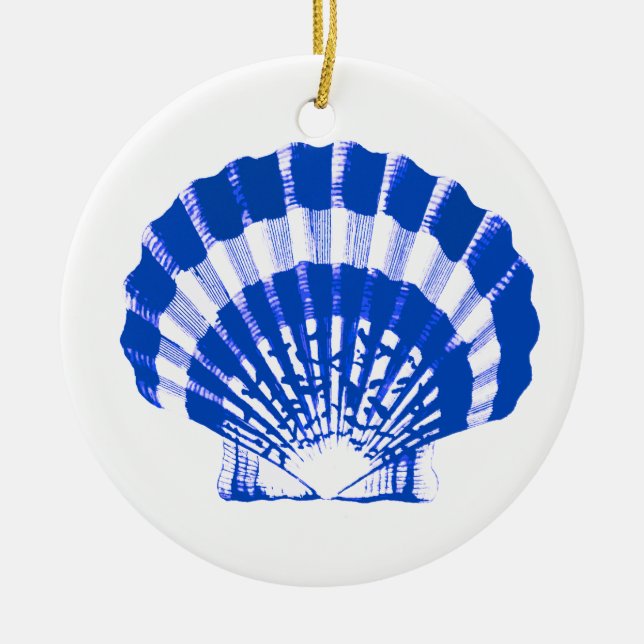 Adorno De Cerámica Cubierta marina - azul cobalto y blanco (Frente)