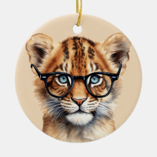Adorno De Cerámica Cubo De León Cubo Cubierta Con Gafas