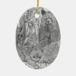 Adorno De Cerámica Cubo de observación del oso madre