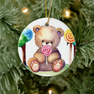 Adorno De Cerámica Cubo de oso corto