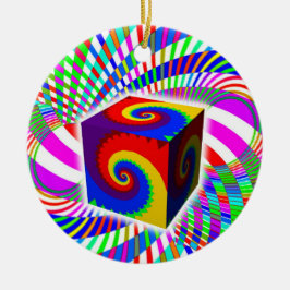 Adorno De Cerámica Cubo espiral arcoiris