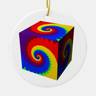 Adorno De Cerámica Cubo espiral arcoiris