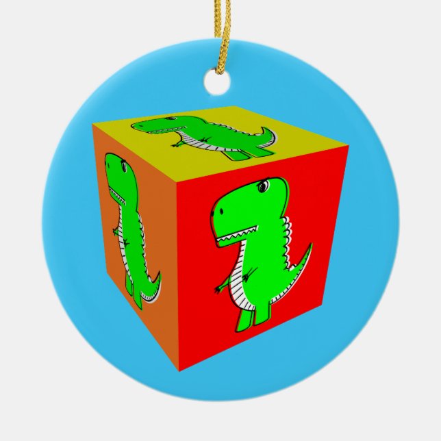 Adorno De Cerámica Cubo Personalizado Dino Cube Art (Frente)