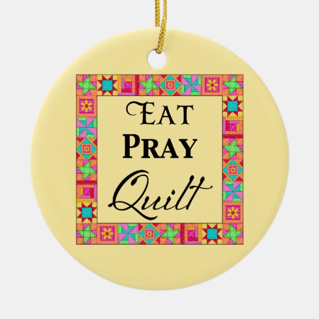 Adorno De Cerámica Cuchillo Bloquea Borde Arte Comer Pray Quilt Amari (Frente)