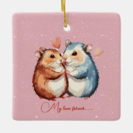 Adorno De Cerámica Cuddling Mice Couple Valentine