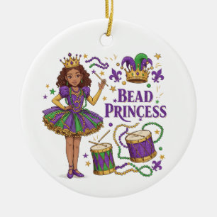 Adorno De Cerámica Cuenta de Foto Personalizada Princesa - Mardi Gras